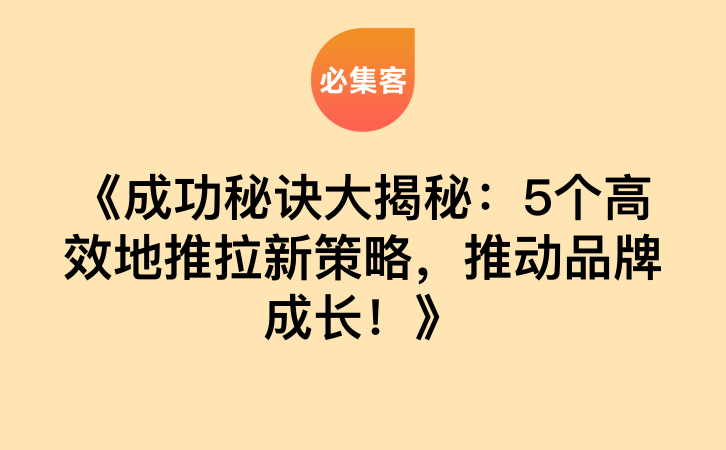 《成功秘诀大揭秘：5个高效地推拉新策略，推动品牌成长！》-云推网创项目库