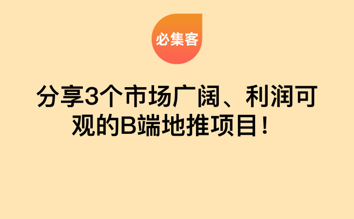 分享3个市场广阔、利润可观的B端地推项目！-云推网创项目库