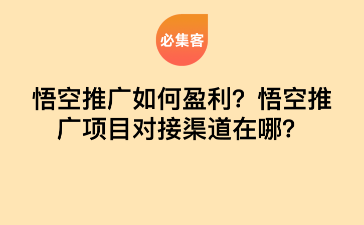 悟空推广如何盈利？悟空推广项目对接渠道在哪？-云推网创项目库