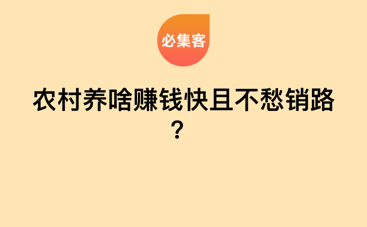 农村养啥赚钱快且不愁销路？-云推网创项目库