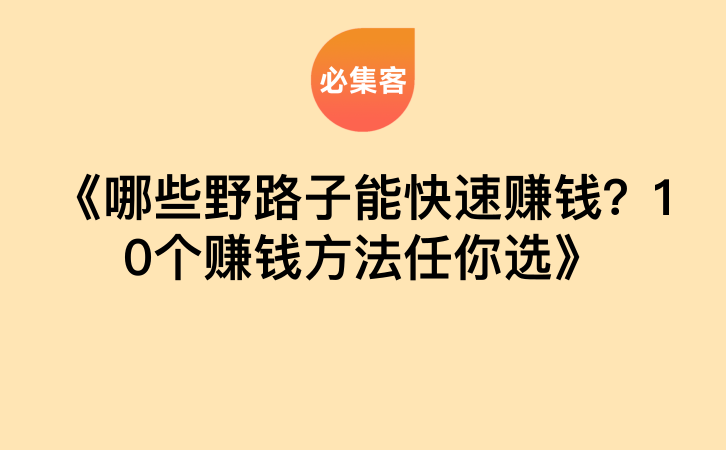 《哪些野路子能快速赚钱？10个赚钱方法任你选》-云推网创项目库